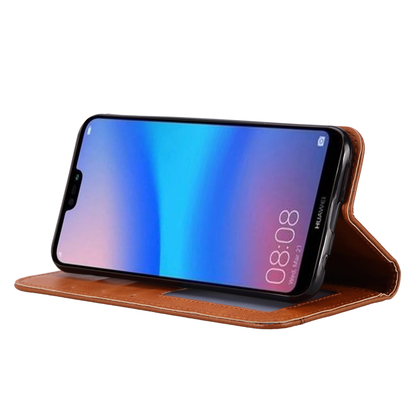 Auto-absorbed Leather Stand Phone Case for Huawei P20 Lite / Nova 3e