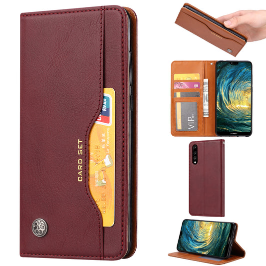 Auto-absorbed Leather Wallet Stand Phone Cover for Huawei P20