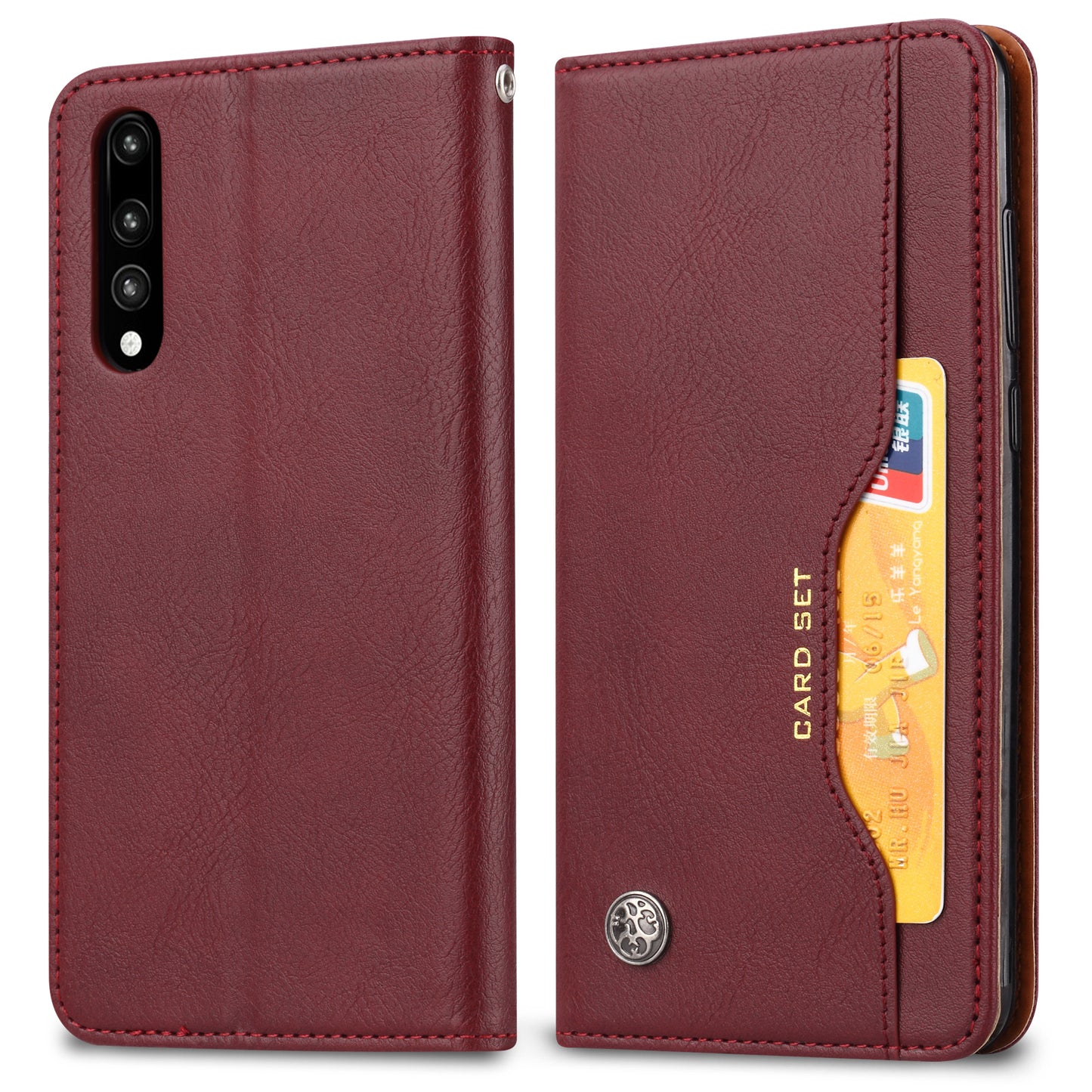 Auto-absorbed Leather Wallet Stand Phone Cover for Huawei P20