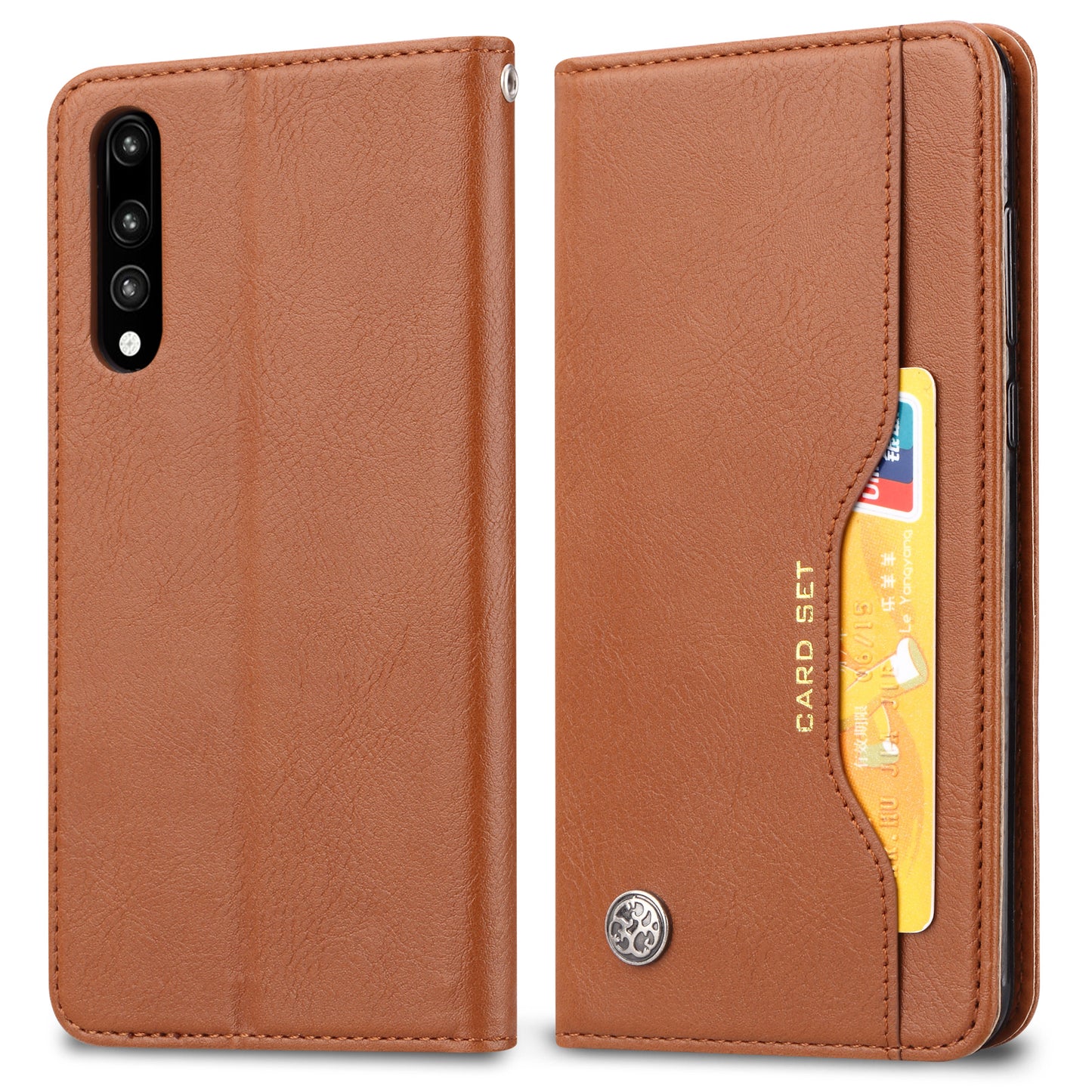 Auto-absorbed Leather Wallet Stand Phone Cover for Huawei P20