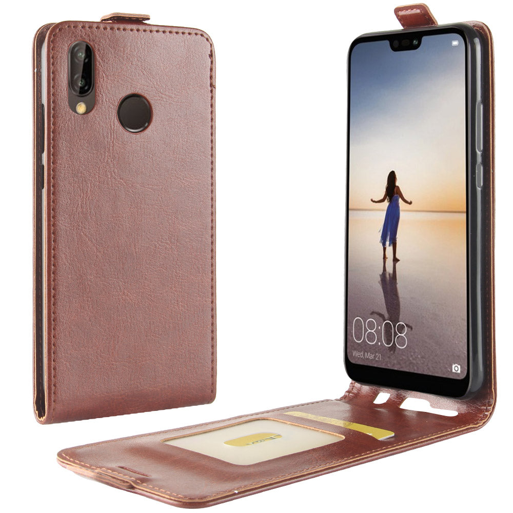 Crazy Horse Crazy Horse Vertical Leather Card Holder Case for Huawei P20 Lite / Nova 3e