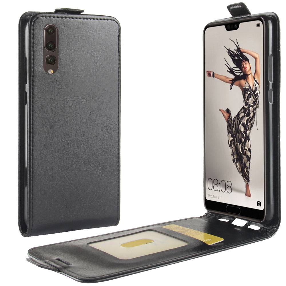 Crazy Horse Crazy Horse Vertical Leather Card Holder Case for Huawei P20