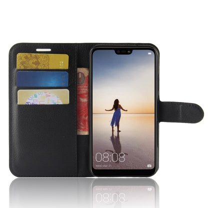 Litchi Texture Wallet Stand Leather Phone Accessory Case for Huawei P20 Lite / Nova 3e