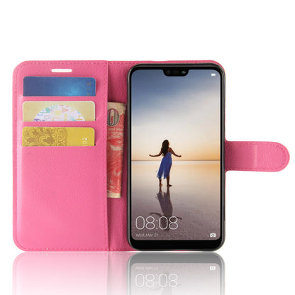 Litchi Texture Wallet Stand Leather Phone Accessory Case for Huawei P20 Lite / Nova 3e