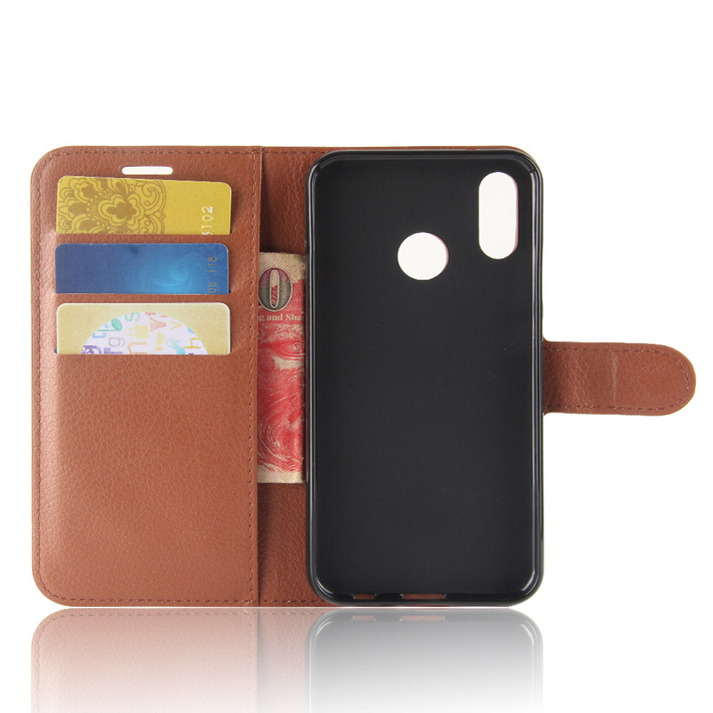 Litchi Texture Wallet Stand Leather Phone Accessory Case for Huawei P20 Lite / Nova 3e