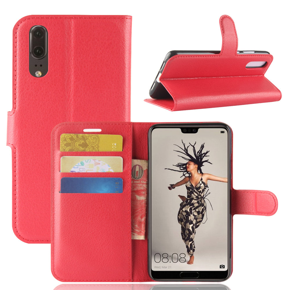 For Huawei P20 Litchi Texture Wallet Stand Leather Phone Accessory Case