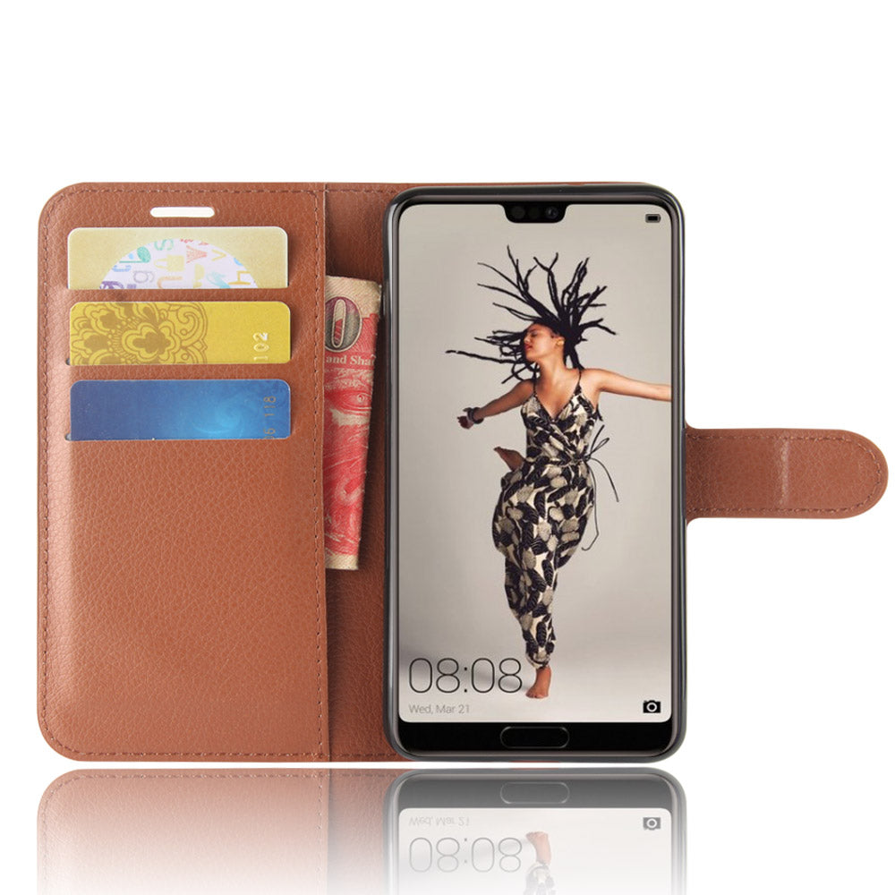 For Huawei P20 Litchi Texture Wallet Stand Leather Phone Accessory Case