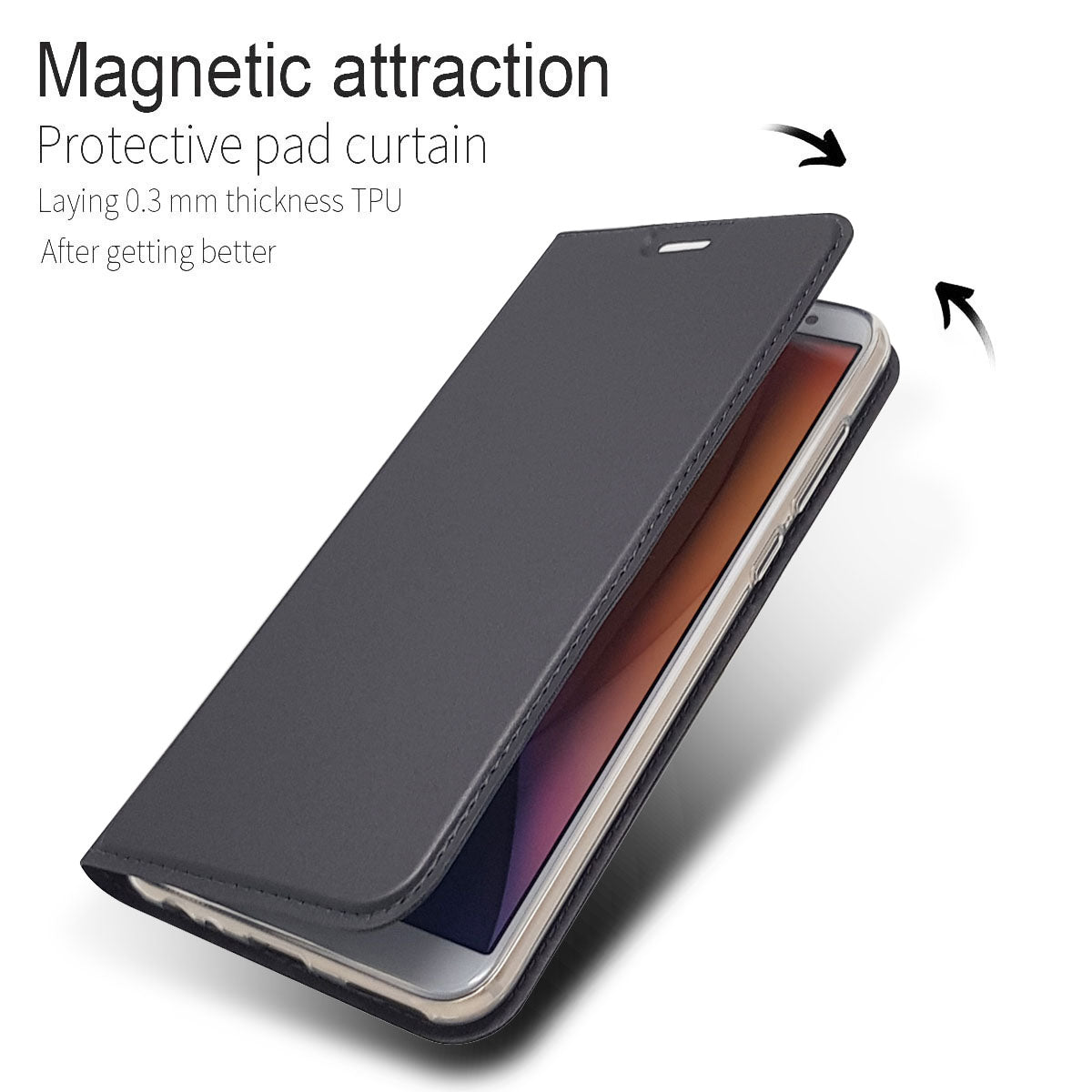 Auto-absorbed Stand Leather Card Holder Case for Huawei Mate 10 Lite/nova 2i/Maimang 6/Honor 9i (India)