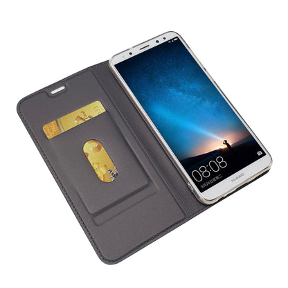 Auto-absorbed Stand Leather Card Holder Case for Huawei Mate 10 Lite/nova 2i/Maimang 6/Honor 9i (India)