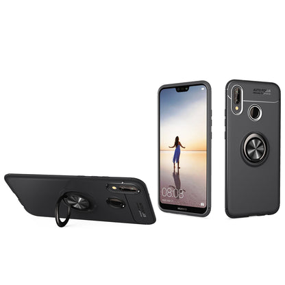 Finger Ring Kickstand TPU Mobile Case for Huawei P20 Lite/Nova 3e (Built-in Magnetic Metal Sheet)