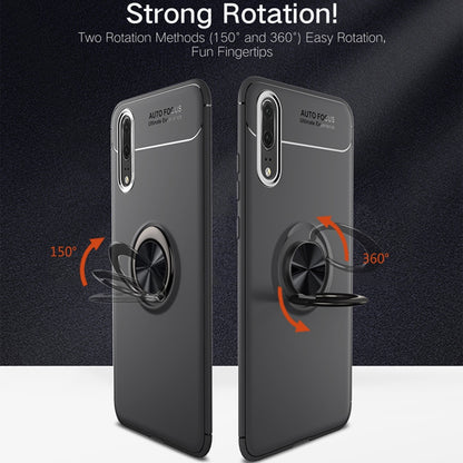 For Huawei P20 Pro TPU Phone Cover Ring Kickstand Shock-Absorption Protection Case, Built-in Magnetic Metal Sheet