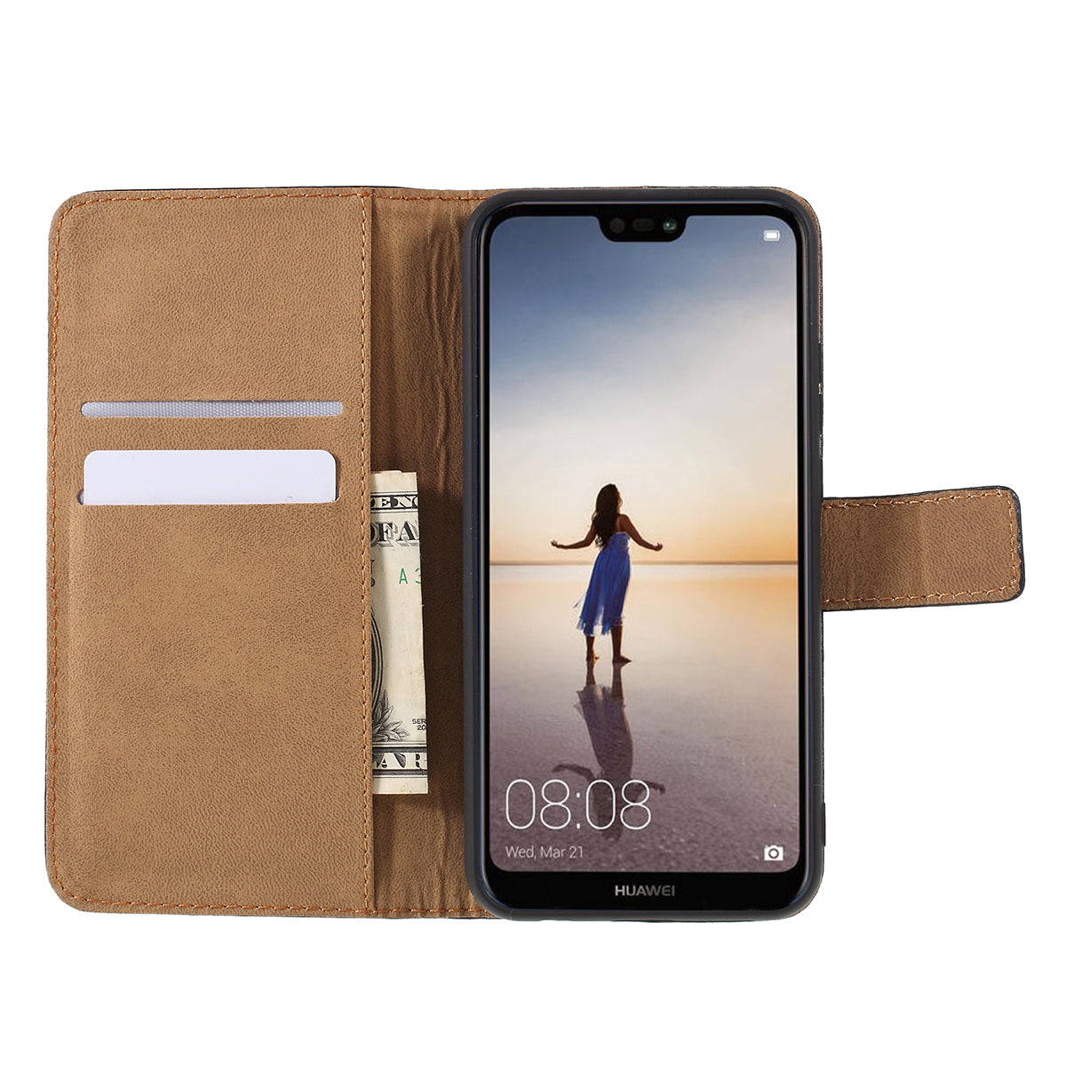 Split Leather Wallet Stand Flip Cover Case for Huawei P20 Lite / Nova 3e