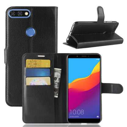 Litchi Skin Wallet Leather Stand Case for Huawei Y7 Prime (2018) / Honor 7C / Enjoy 8