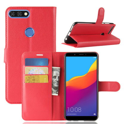 Litchi Skin Wallet Leather Stand Case for Huawei Y7 Prime (2018) / Honor 7C / Enjoy 8