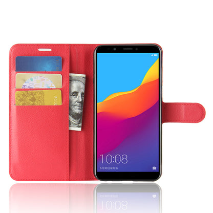 Litchi Skin Wallet Leather Stand Case for Huawei Y7 Prime (2018) / Honor 7C / Enjoy 8