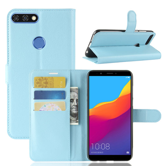 Litchi Skin Wallet Leather Stand Case for Huawei Y7 Prime (2018) / Honor 7C / Enjoy 8