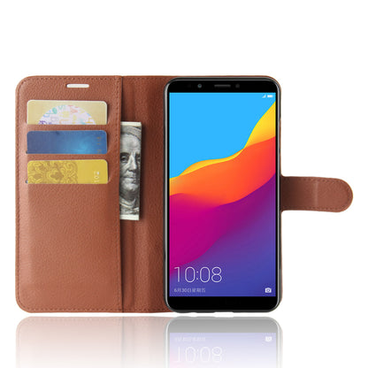 Litchi Skin Wallet Leather Stand Case for Huawei Y7 Prime (2018) / Honor 7C / Enjoy 8