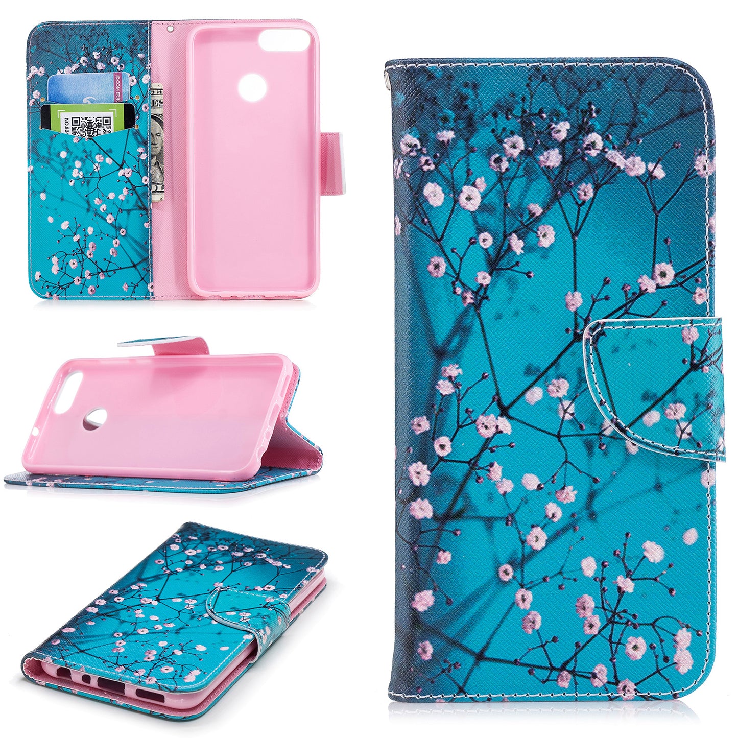 Pattern Printing PU Leather Wallet Stand Cover Case for Huawei P Smart/Enjoy 7S