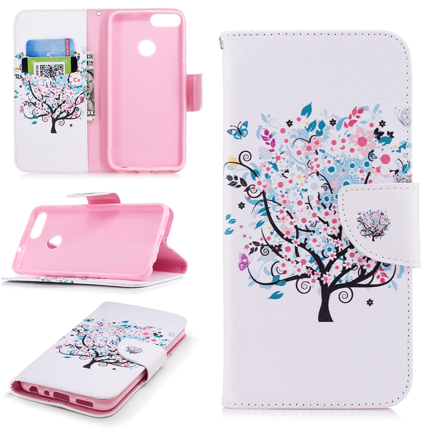 Pattern Printing PU Leather Wallet Stand Cover Case for Huawei P Smart/Enjoy 7S