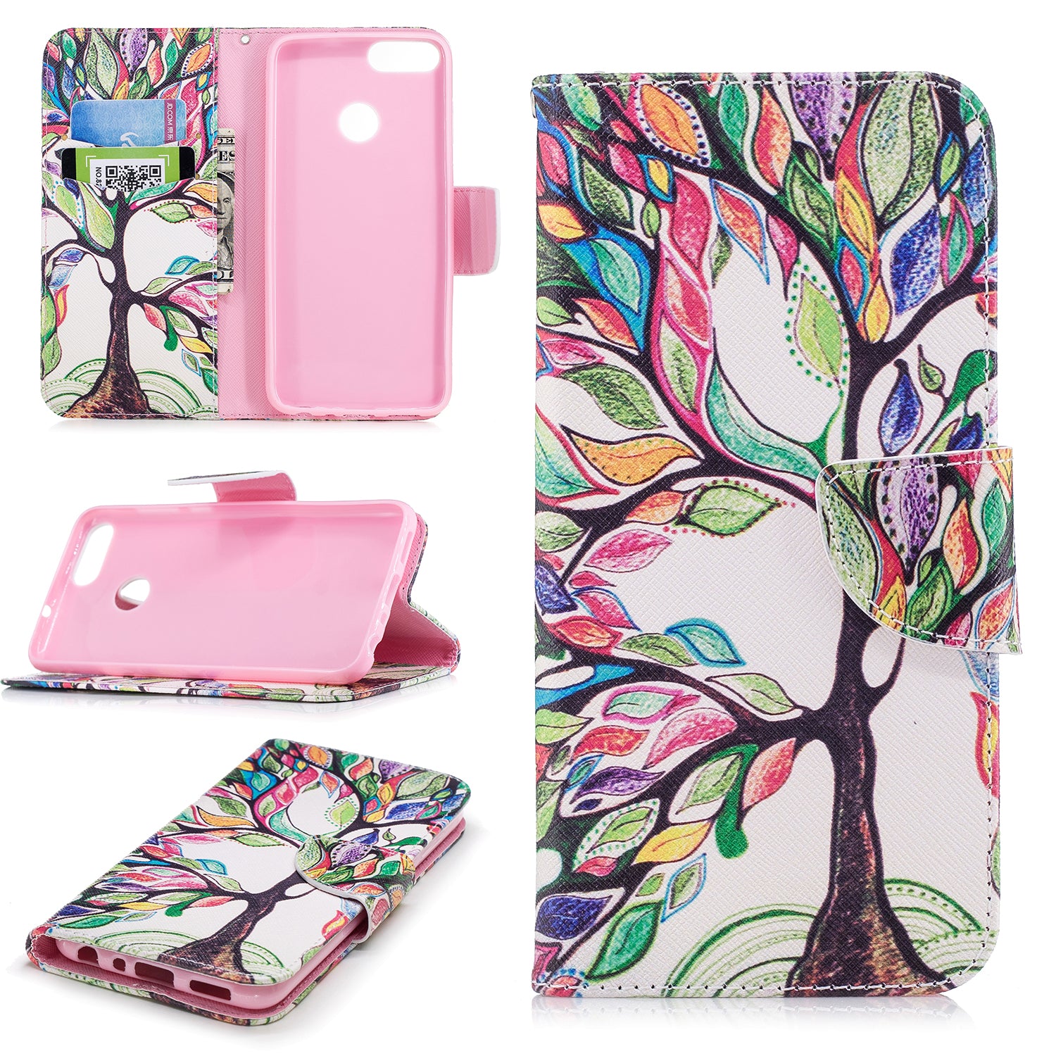 Pattern Printing PU Leather Wallet Stand Cover Case for Huawei P Smart/Enjoy 7S