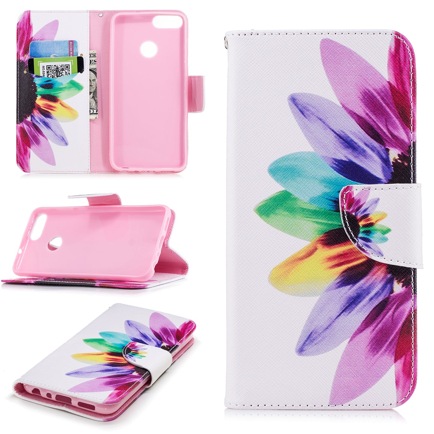 Pattern Printing PU Leather Wallet Stand Cover Case for Huawei P Smart/Enjoy 7S