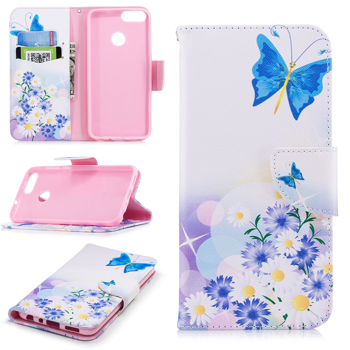 Pattern Printing PU Leather Wallet Stand Cover Case for Huawei P Smart/Enjoy 7S