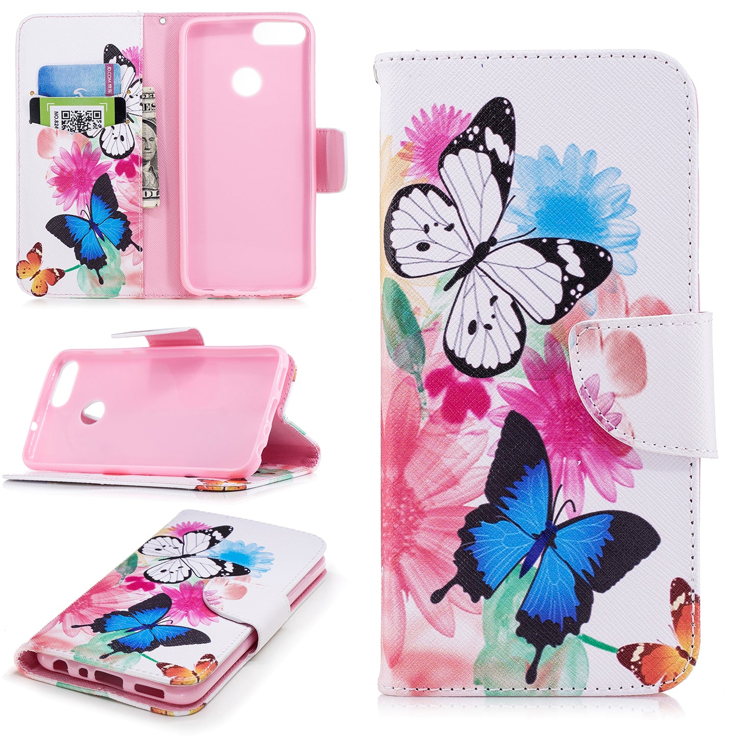 Pattern Printing PU Leather Wallet Stand Cover Case for Huawei P Smart/Enjoy 7S