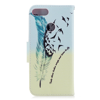 Pattern Printing PU Leather Wallet Stand Cover Case for Huawei P Smart/Enjoy 7S