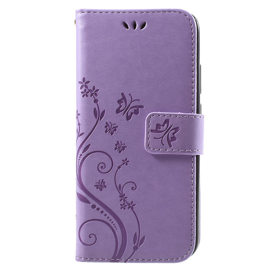 Imprint Flower Butterfly Pattern Wallet Leather Casing for Huawei P20 Lite/Nova 3e