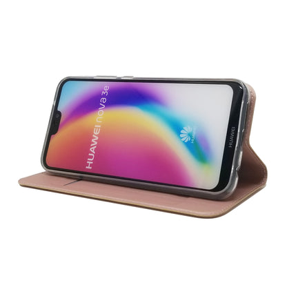 Auto-absorbed Stand Leather Card Holder Cellphone Case for Huawei P20 Lite / Nova 3e