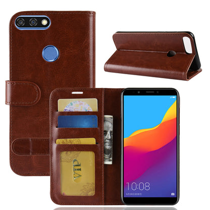 Crazy Horse Wallet Leather Stand Case for Huawei Honor 7C / Enjoy 8 /Y7 Prime (2018)