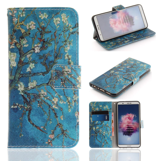 Patterned Wallet Stand PU Leather Cover for Huawei P Smart / Enjoy 7S