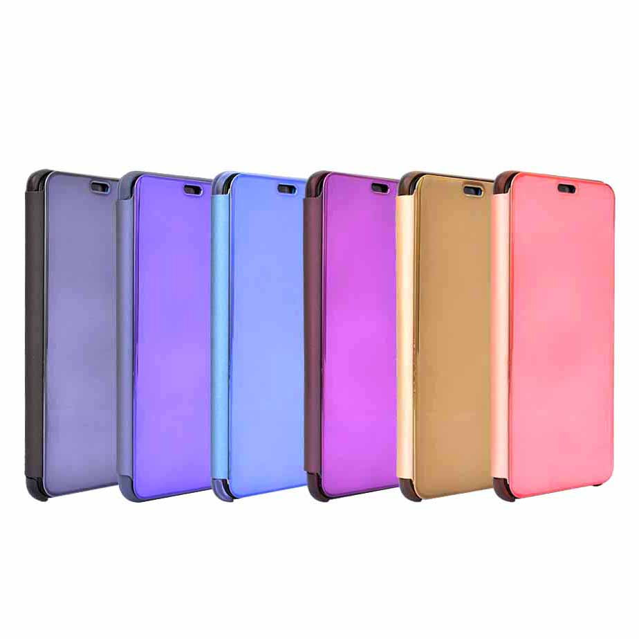 Electroplating Mirror Surface View Window Leather Stand Case for Huawei P20