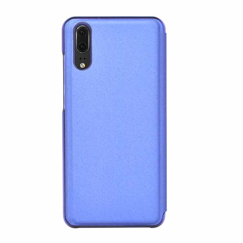 Electroplating Mirror Surface View Window Leather Stand Case for Huawei P20