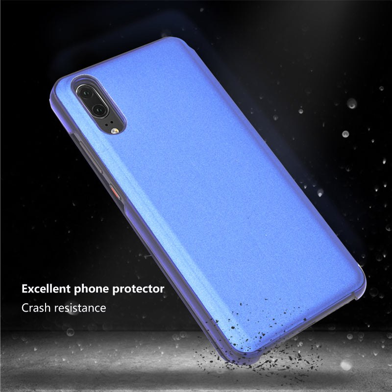 Electroplating Mirror Surface View Window Leather Stand Case for Huawei P20