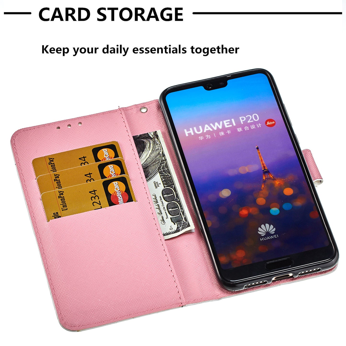 Pattern Printing Wallet Leather Phone Case with Stand for Huawei P20