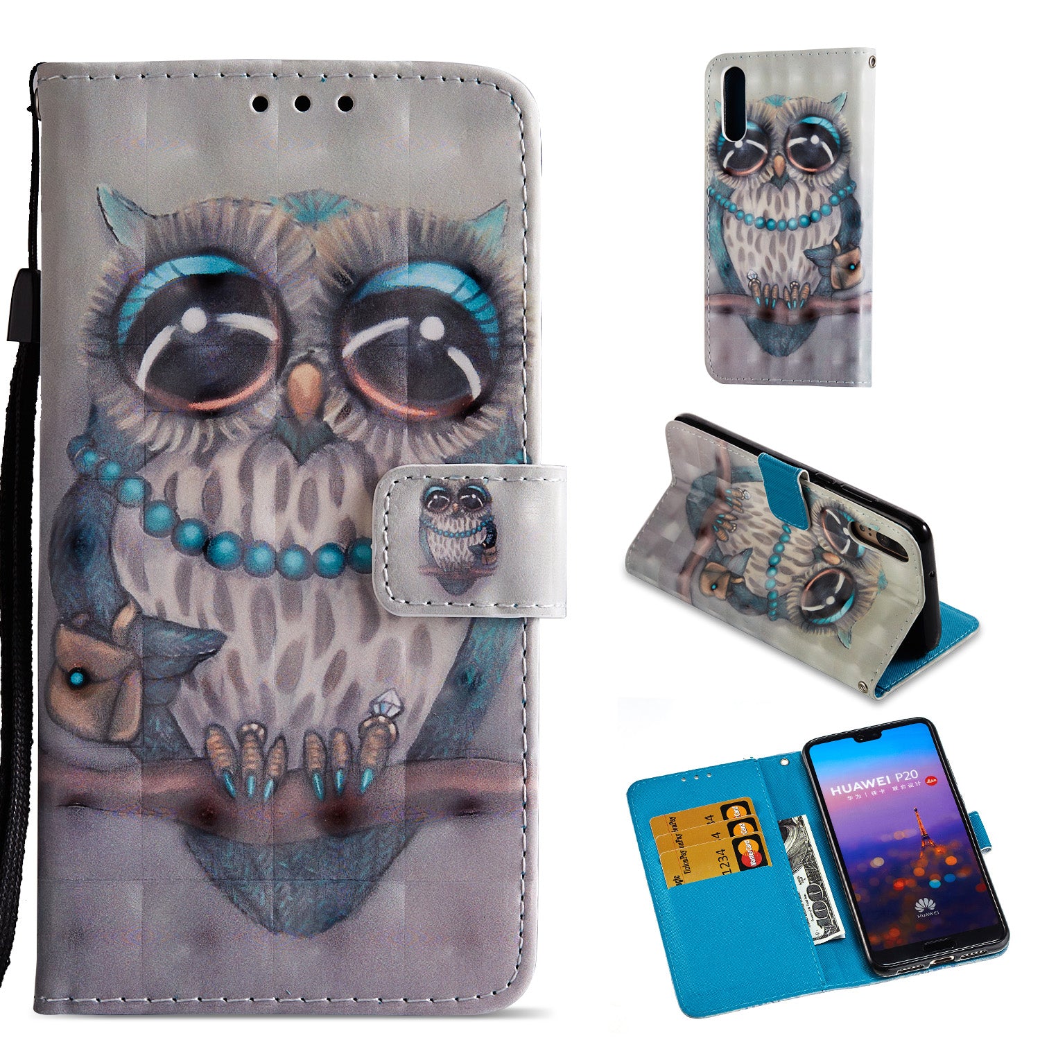 Pattern Printing Wallet Leather Phone Case with Stand for Huawei P20