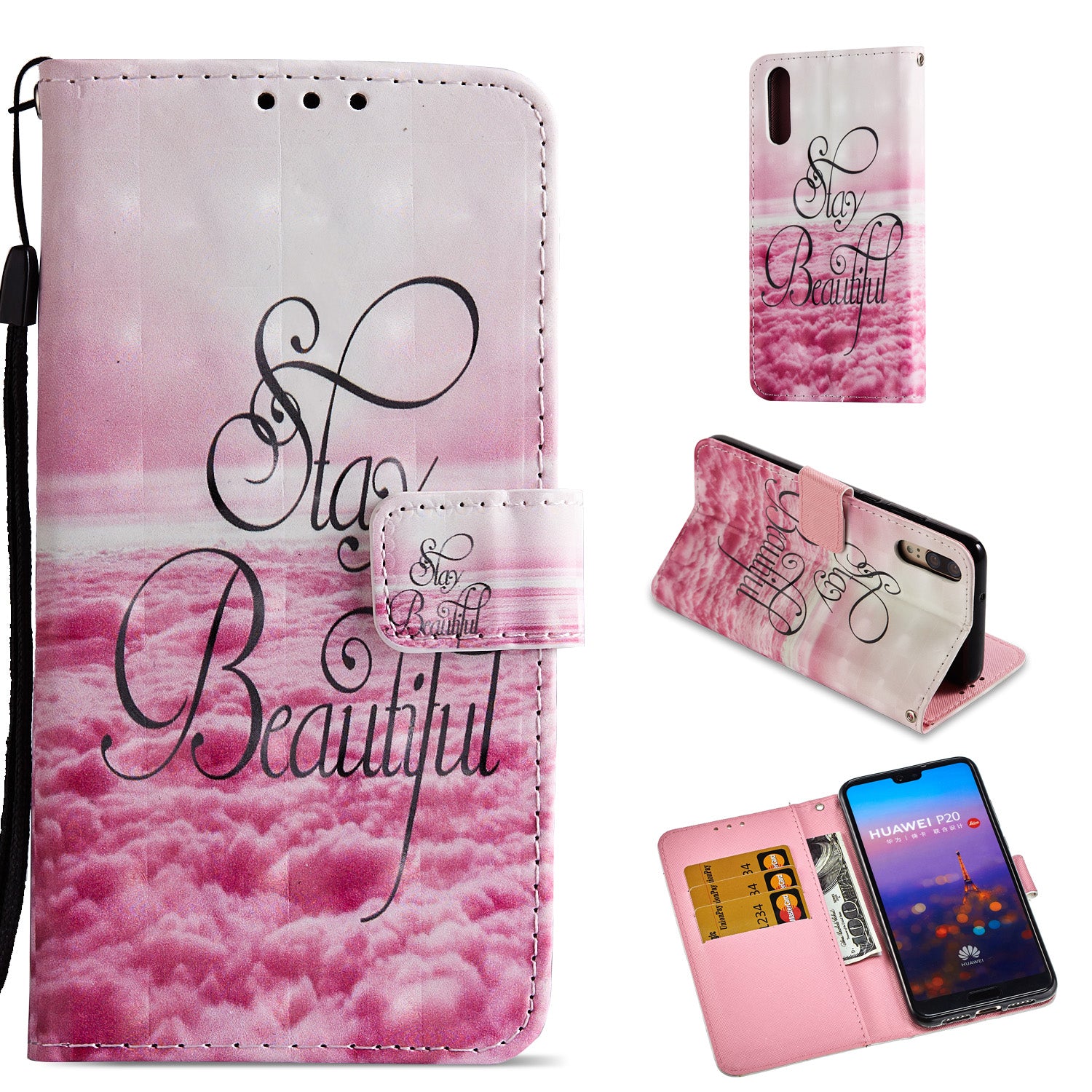 Pattern Printing Wallet Leather Phone Case with Stand for Huawei P20