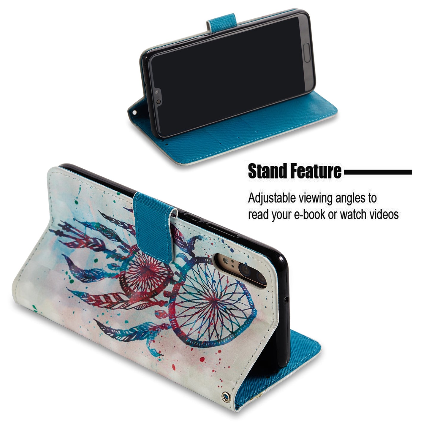 Pattern Printing Wallet Leather Phone Case with Stand for Huawei P20