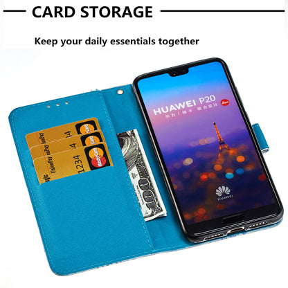 Pattern Printing Wallet Leather Phone Case with Stand for Huawei P20