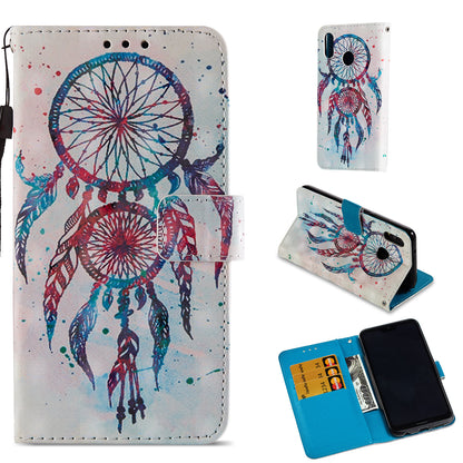 For Huawei P20 Lite / Nova 3e (China) Pattern Printing Leather Stand Magnetic Case