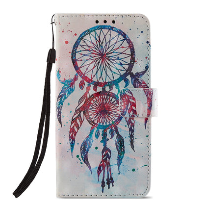 For Huawei P20 Lite / Nova 3e (China) Pattern Printing Leather Stand Magnetic Case