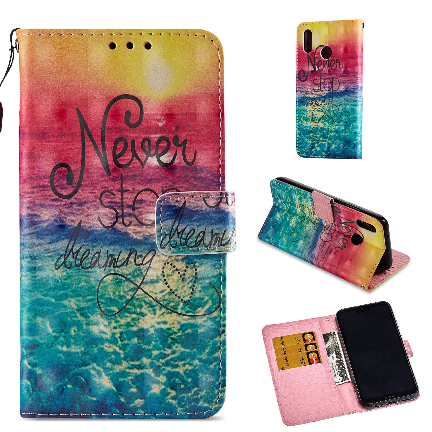 For Huawei P20 Lite / Nova 3e (China) Pattern Printing Leather Stand Magnetic Case