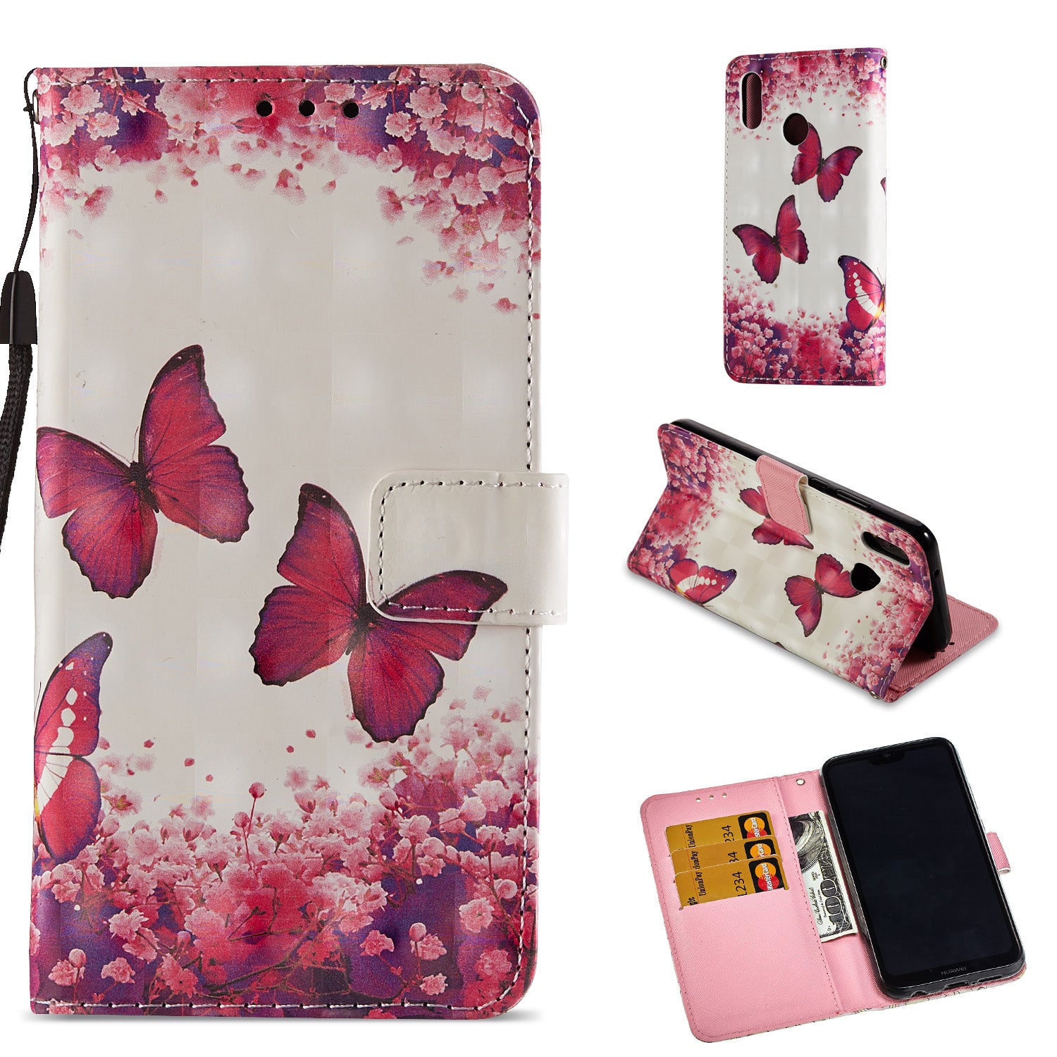 For Huawei P20 Lite / Nova 3e (China) Pattern Printing Leather Stand Magnetic Case