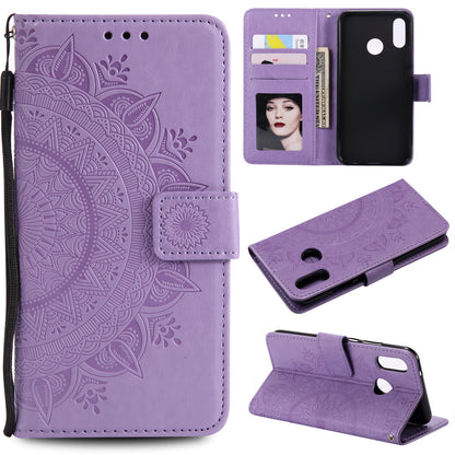 Imprinted Mandala Pattern PU Leather Wallet Stand Cover Case for Huawei P20 Lite / Nova 3e