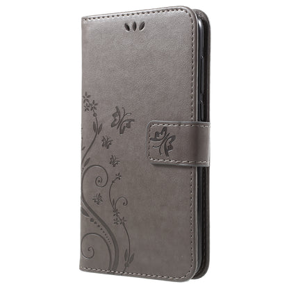 Imprint Butterfly Flower Leather Wallet Stand Case for Huawei P Smart / Enjoy 7S