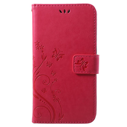 Imprint Butterfly Flower Leather Wallet Stand Case for Huawei P Smart / Enjoy 7S