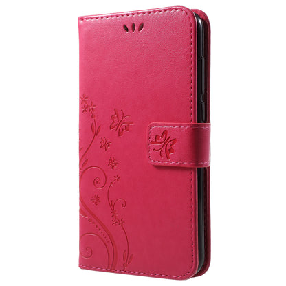 Imprint Butterfly Flower Leather Wallet Stand Case for Huawei P Smart / Enjoy 7S