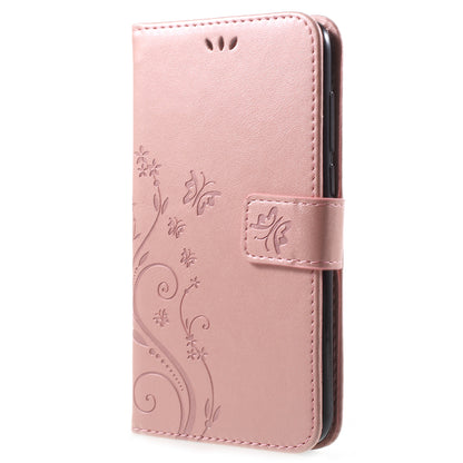 Imprint Butterfly Flower Leather Wallet Stand Case for Huawei P Smart / Enjoy 7S