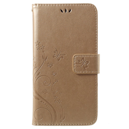 Imprint Butterfly Flower Leather Wallet Stand Case for Huawei P Smart / Enjoy 7S